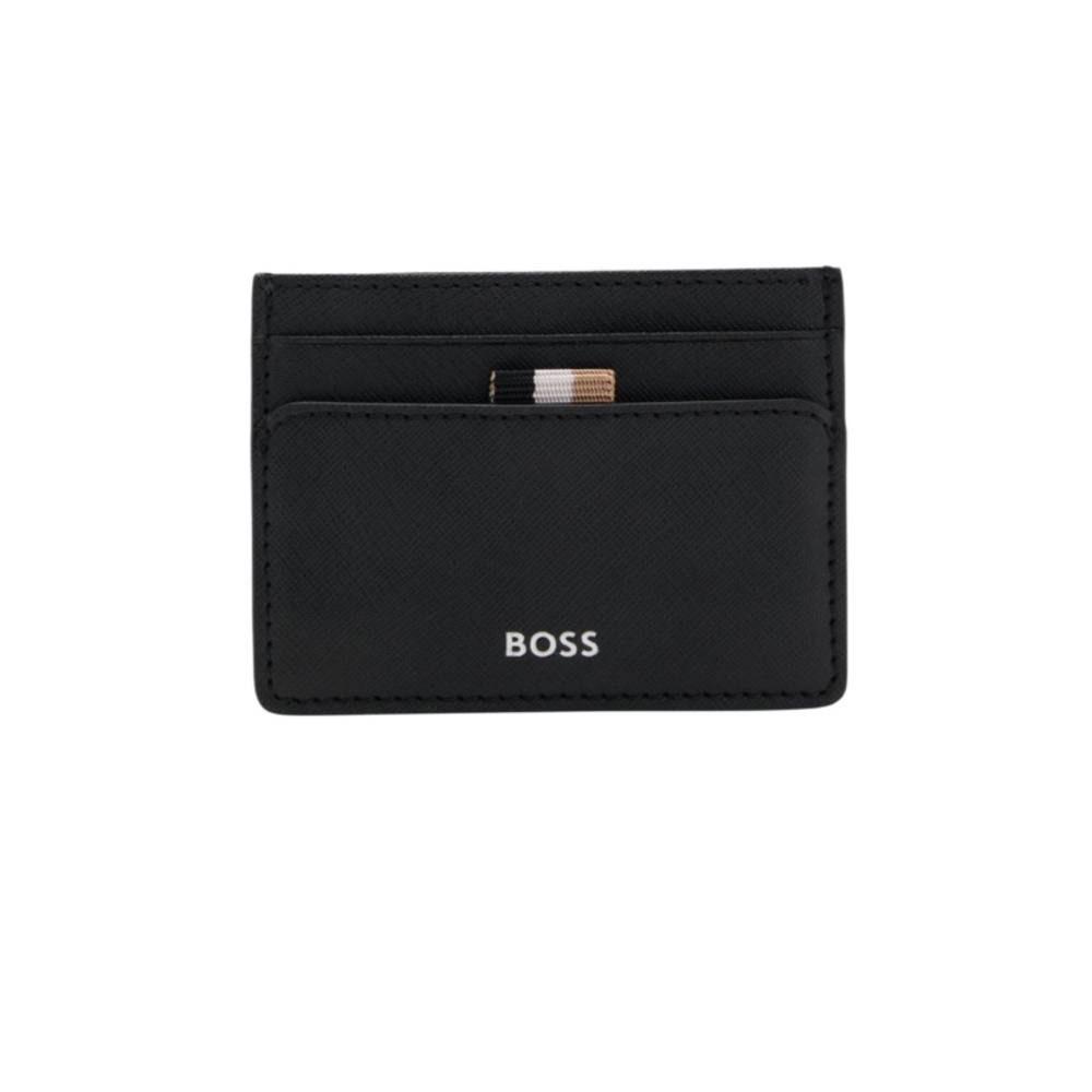 BOSS | Zair Money Clip | Black Leather Wallet | Silver Hardware | NWT